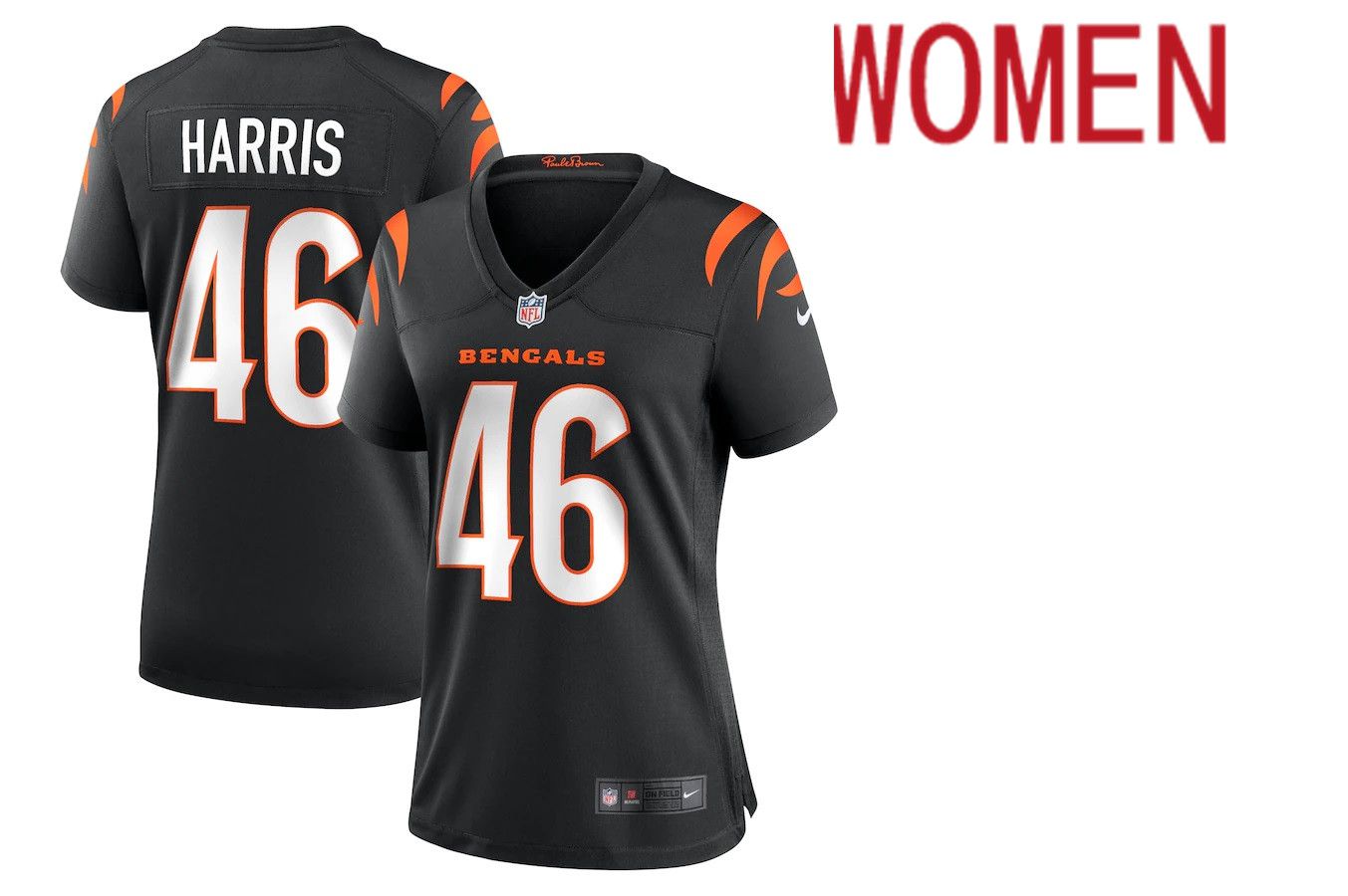 Women Cincinnati Bengals #46 Clark Harris Nike Black Game NFL Jersey->women nfl jersey->Women Jersey